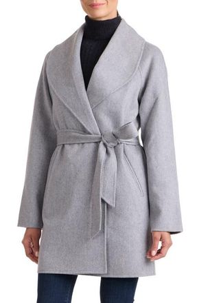 Sofiacashmere Double Face Wool Blend Wrap Coat in Grey at Nordstrom, Size Medium