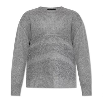 Fabiana Filippi Trui met zijsplitten - Dames - Ronde hals truien - Grijs - 2XS - Wol - Truien & Vesten