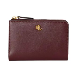 Ralph Lauren Compact Portemonnee met Twee Voud - Dames - Accessoires - Bruin - Maat: ONE Size Leer