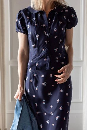 Ciao Lucia Puff Sleeve Yvonne Top In Blue