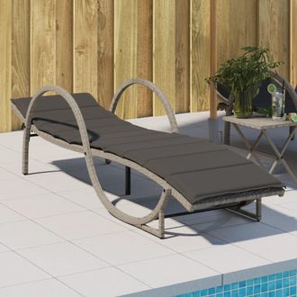 vidaXL Tumbona Con Coj&iacute;n Rat&aacute;n Sint&eacute;tico Gris Claro 60x199x42 Cm Vidaxl