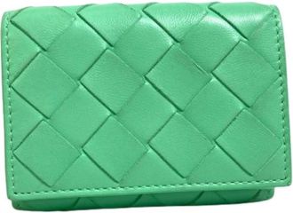 Bottega Veneta Pre-owned Vintage Tri-fold Portemonnee - Dames - Vintage Accessoires - Groen - ONE Size - Leer - Vintage