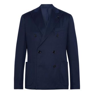 Lardini Blazers, male, Blue, Size: 2XL Double-breasted Jacket