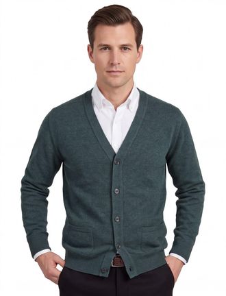 William Lockie vest groen melange lamswol