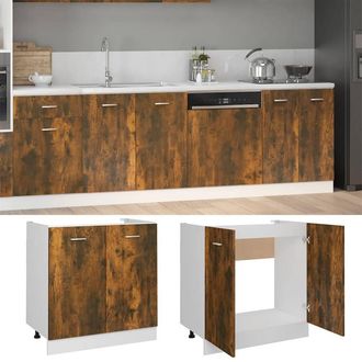 Berkfield Home Sink Bottom Cabinet Smoked Oak 80x46x81.5 cm Engineered Wood in Brown