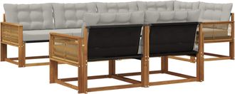 vidaXL Conjunto De Sof&aacute;s De Exterior 7 Uds. Natural Y Gris Claro Vidaxl