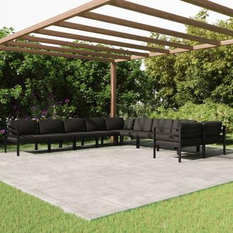 vidaXL Set Muebles De Jard&iacute;n 10 Pzas Y Cojines Aluminio Gris Antracita Vidaxl