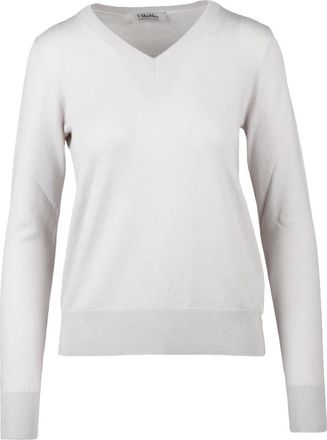 Max Mara Idoneo Pullover a V - Dames - V-hals truien - Wit - S - Wol - Truien & Vesten