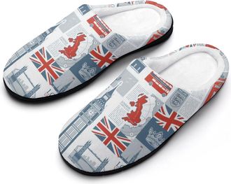 Generic Theme of Uk And London British Flag Womens Slippers Winter Warm House Shoes Indoor Outdoor Hotel Slipper