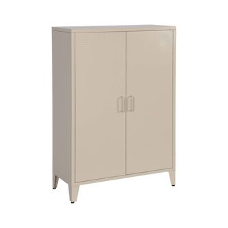 Sweeek C&oacute;moda/armario industrial de metal con 2 puertas, beige