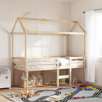 vidaXL Cama Alta Con Techo Madera Maciza De Pino 90x190 Cm Vidaxl
