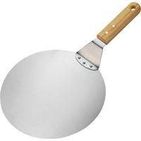 OEM Pala Para Pizza De Acero Inoxidable - Pala Para Pizza Y Pasteles Con Mango De Madera - Empujador Redondo Para Pizza, Tarta Flambeada Y Pan (marr&oacute;n/pla