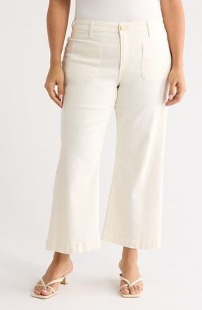 Kut from the Kloth Meg High Waist Patch Pocket Wide Leg Jeans in Ecru at Nordstrom, Size 20W
