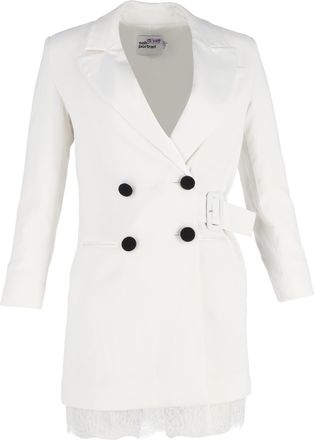 Self Portrait Pre-owned Womens Double-Breasted Crepe Blazer Dress in White - Ecru - Size 6 UK
