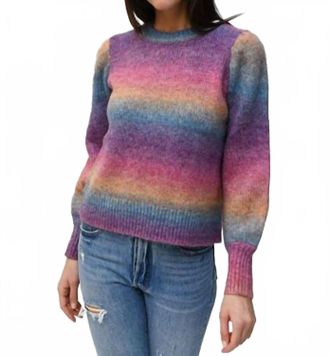 Design History Rainbow Puffed Sleeve Sweater In Magenta