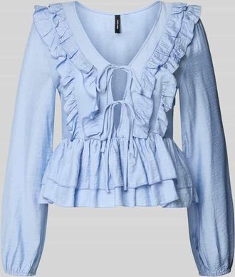 Vero Moda Regular Fit Langarmbluse aus Viskose-Mix Modell ZOEY in Hellblau, Gr&ouml;&szlig;e XL