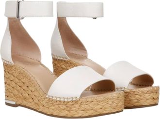 Franco Sarto Womens Clemens Raffia Espadrille Wedge Sandal In White