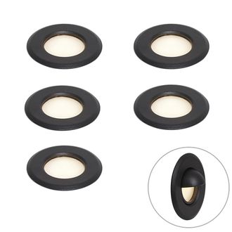 QAZQA Qazqa Sistema A 12v Nero 10m Con 5 Faretti Da Terra Con Led Ip44