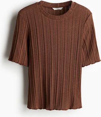 H&M Geripptes Shirt - Braun