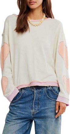 Free People Youre a Star Cotton Knit Top in Mint Heart Combo at Nordstrom, Size X-Small Regular