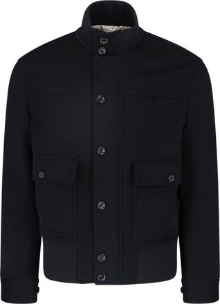 Lardini Cropped High Ribbed Collar Buttoned Cuffs Jacket