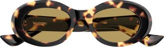 Valentino Ovale Zonnebril - Dames - Zonnebrillen - Bruin - 50 MM - Accessoires