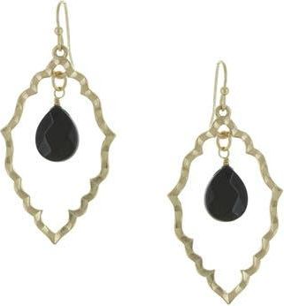 Olivia Welles Gisela Drop Earrings in Worn Gold /Black at Nordstrom Rack