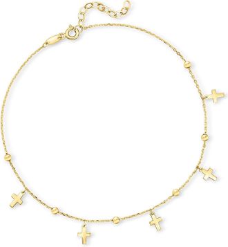 Canaria Canaria 10kt Yellow Gold Cross Station Anklet