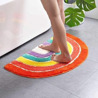 OEM Alfombrilla De Ba&ntilde;o Semicircular A Rayas De 50x80 Cm En Microfibra Colorida, Antideslizante Y Absorbente Para Ba&ntilde;era, Ducha, Ba&ntilde;o, Cocina, Dormitorio,