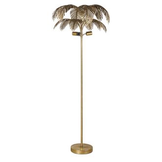 Maisons du monde L&aacute;mpara de pie de zinc dorado con hojas de palma Alt. 164 cm