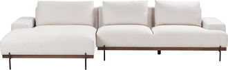 Beliani Sof&aacute; Esquinero De Tela 3 Plazas Estilo Minimalista Patas Metal Beige Derecho Mariferd