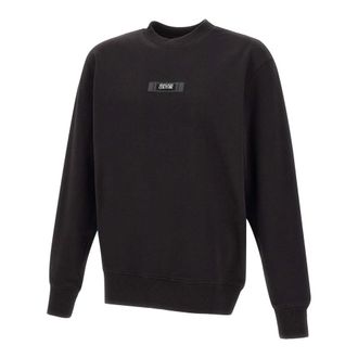 Versace Jeans Couture Hoodies & sweatvesten, Heren, Zwart, M, Katoen, Zwarte Katoenen Sweatshirt met Ronde Hals