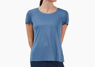 On Womens Performance-T Shirt In Cerulean/black