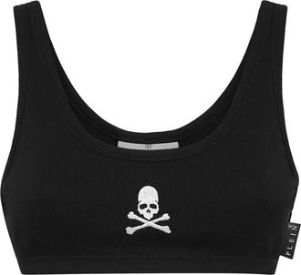 Philipp Plein Canotta Skull & Bones crop - Nero