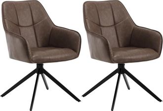 Woltu Woltu - Juego De 2 Sillas De Comedor Con Patas De Metal. Respaldo Y Asiento Giratorio. En Pu Marrone Vintage