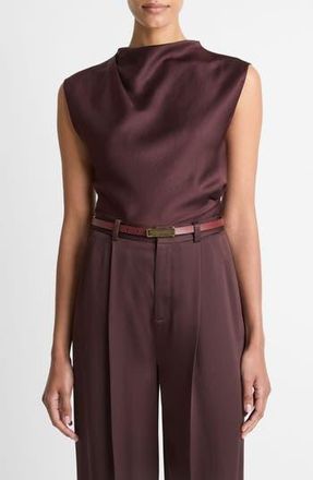 Vince Cowl Neck Satin Top in Fig at Nordstrom Rack, Size X-Large