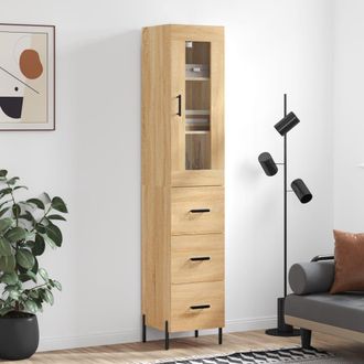 Berkfield Home Highboard Sonoma Oak 34.5x34x180 cm Engineered Wood in Brown