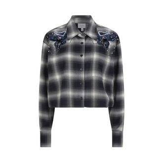 Dante6 Eason Check Embellished Shirt - Dames - Blouses & Shirts - Grijs - Maat: XL Flanel