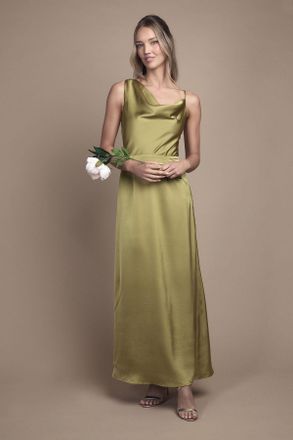 Oasis Womens Strappy Cowl Neck Maxi Bridesmaid Dress - Green - Size 16 UK