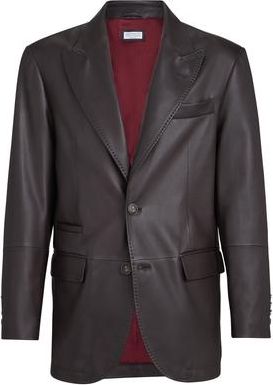 Brunello Cucinelli Calfskin blazer in Chocolate at Nordstrom, Size Xx-Large Eu