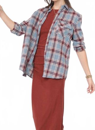 Sadie & Sage Flannel Cure Button Up In Blue And Rust