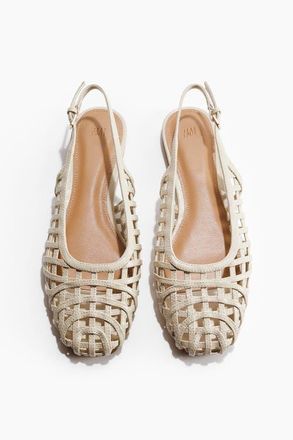 H&M Braided-look Slingbacks in Light Beige at Nordstrom, Size 8