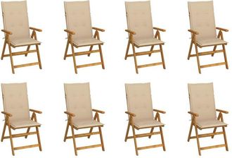 vidaXL Vidaxl - Sillas De Jard&iacute;n Plegables Y Cojines 8 Uds Madera Maciza Acacia