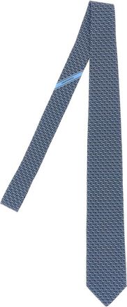 Ferragamo Navy Blue Geometric Pattern Tie