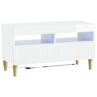 vidaXL Mueble De Tv Led Blanco Brillante Madera De Ingenier&iacute;a Vidaxl