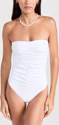 Karla Colletto Basics Ruched Bandeau One Piece In White
