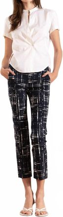 Avenue Montaigne Lulu Straight Cropped Pant In Graffiti Navy