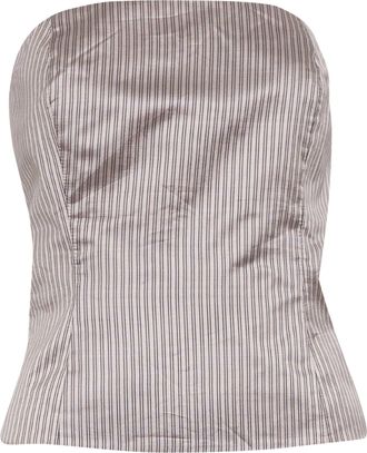 Emporio Armani Brown Pinstripe Silk Woven Bustier Top