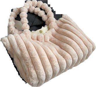 Generic Womens Plush Bags Plush Bag Shoulder For Womens Soft Crossbody Purse Velvety Tote With Chain Strap Winter Accessory(Beige)