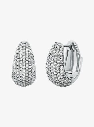 Michael Kors Precious Metal-Plated Brass Pav&eacute; Teardrop Huggie Earrings
